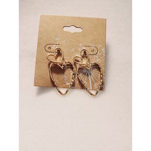Gold Heart Dangle Earrings